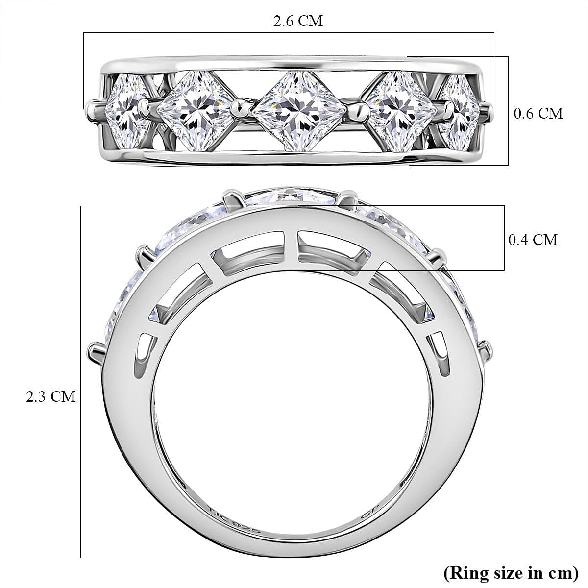 GP Italian Garden Collection - Moissanite Half Eternity Ring in Platinum Overlay Sterling Silver 1.82 Ct.