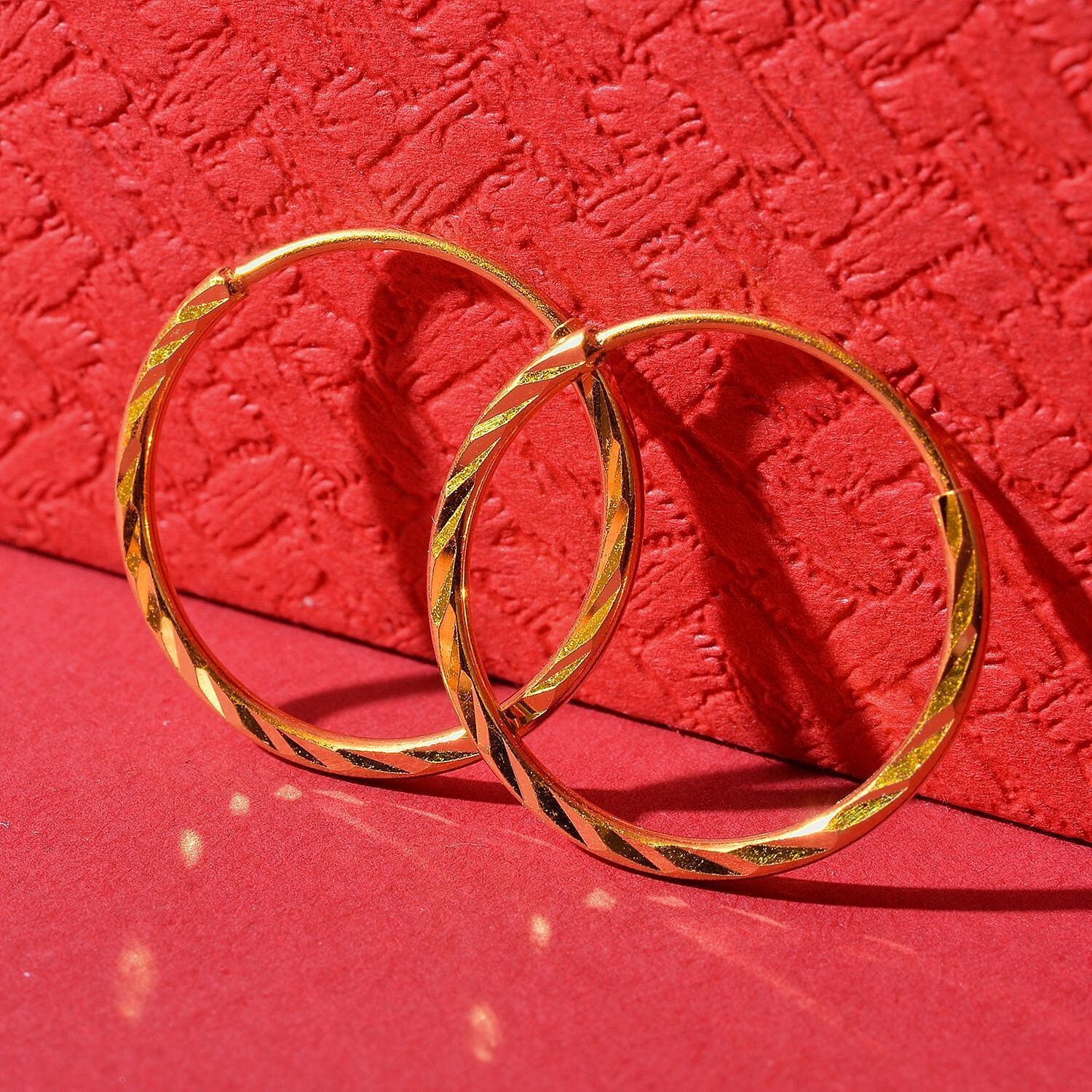 24K Yellow Gold Hoop Earrings