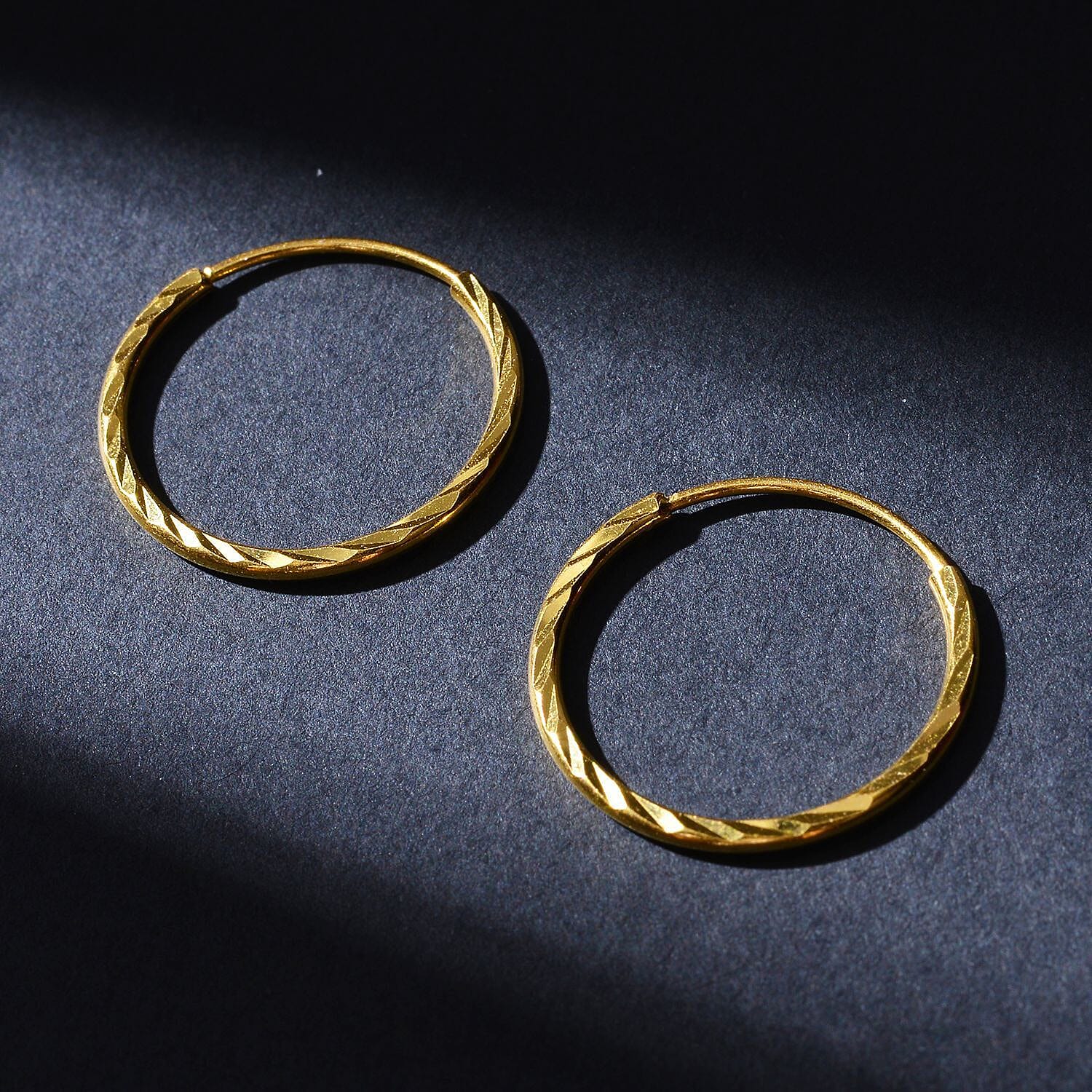 24K Yellow Gold Hoop Earrings