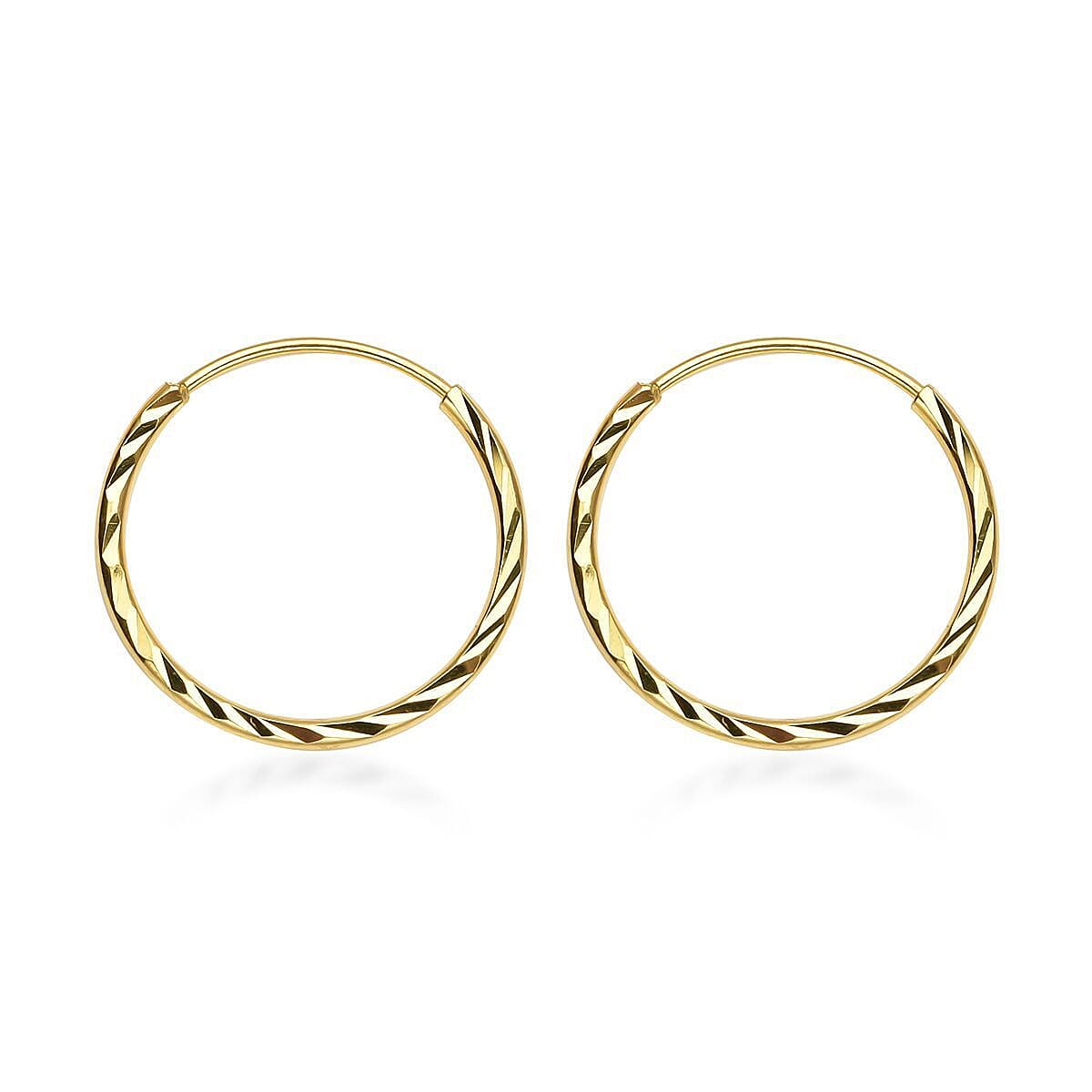 24K Yellow Gold Hoop Earrings