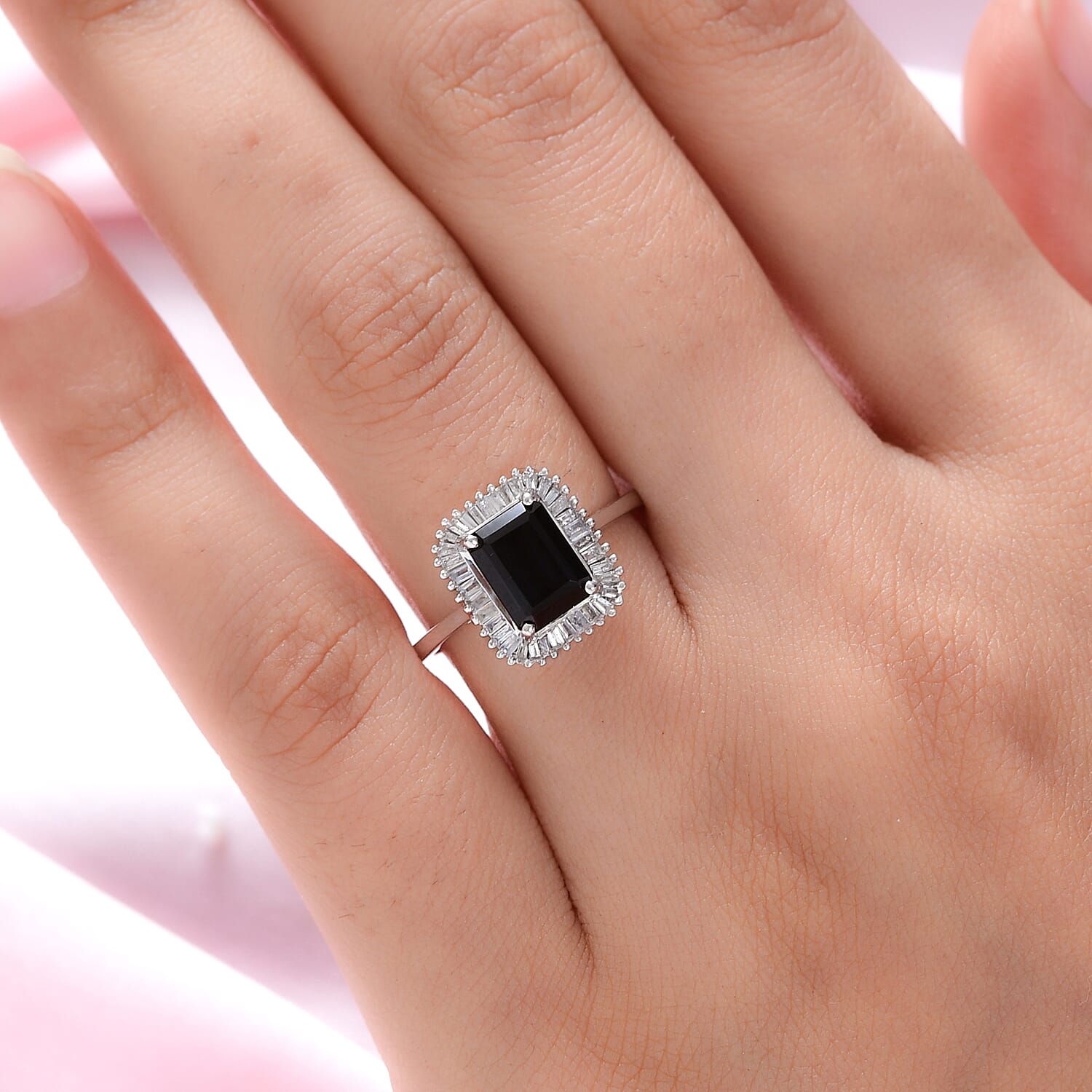 9K White Gold Mutuca Indicolite and Diamond Ring 2.02 Ct.