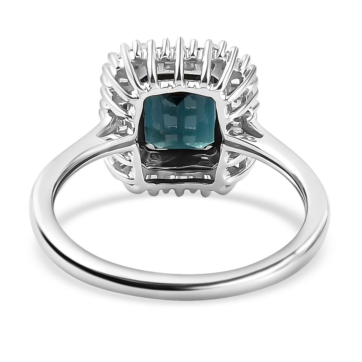 9K White Gold Mutuca Indicolite and Diamond Ring 2.02 Ct.