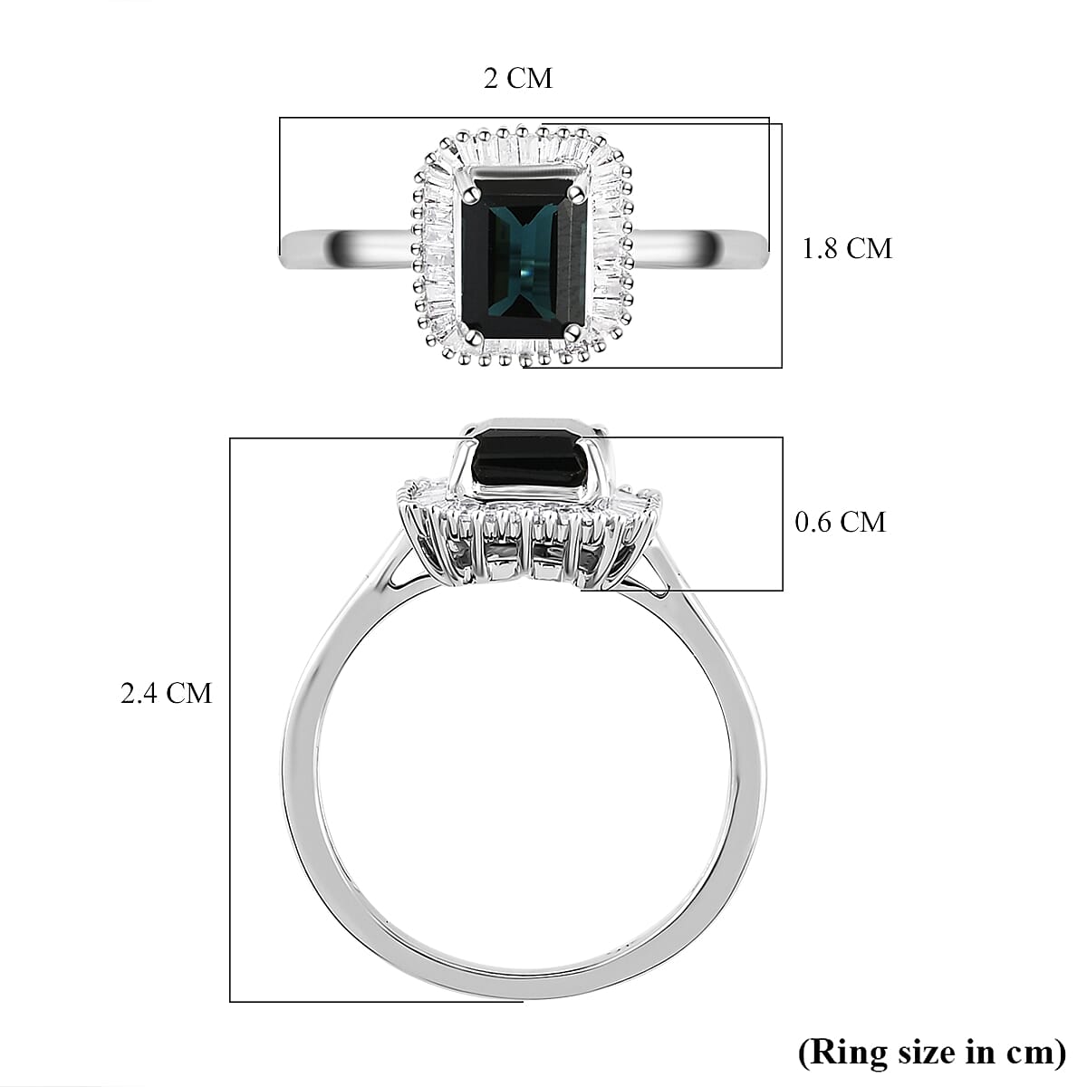 9K White Gold Mutuca Indicolite and Diamond Ring 2.02 Ct.