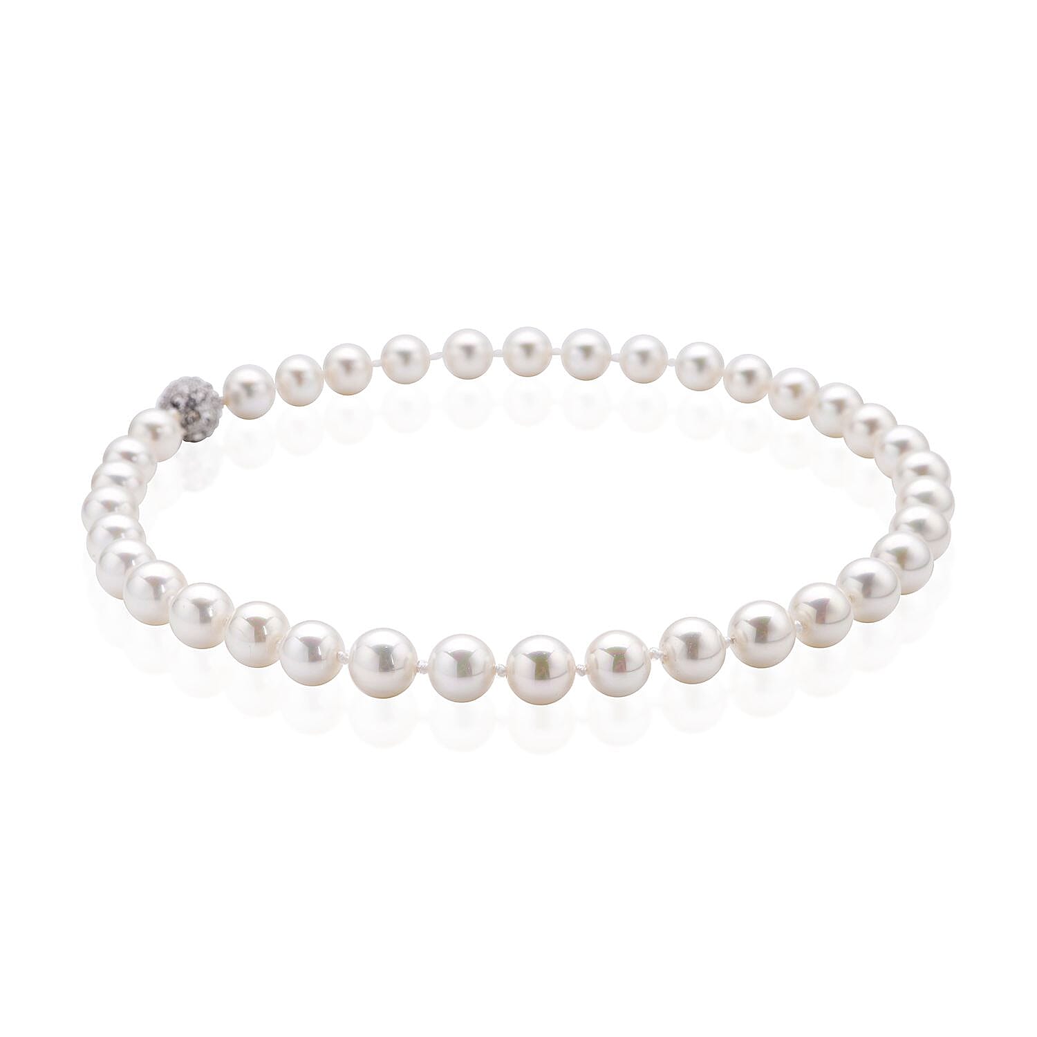 White Austrian Crystal and White Shell Pearl Necklace (Size - 23)