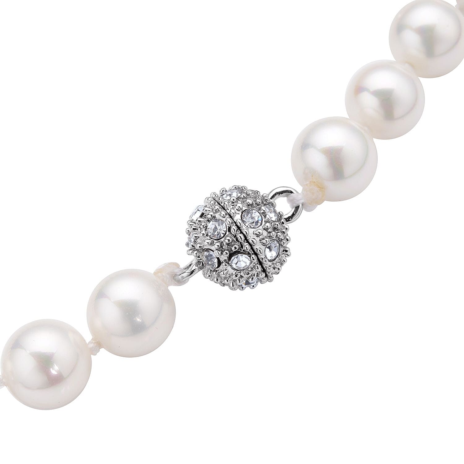 White Austrian Crystal and White Shell Pearl Necklace (Size - 23)