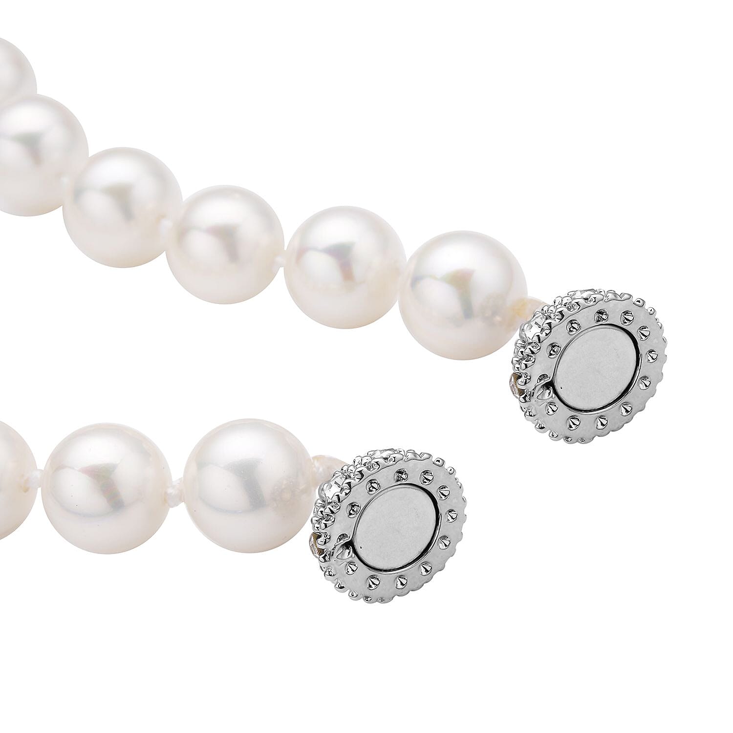 White Austrian Crystal and White Shell Pearl Necklace (Size - 23)