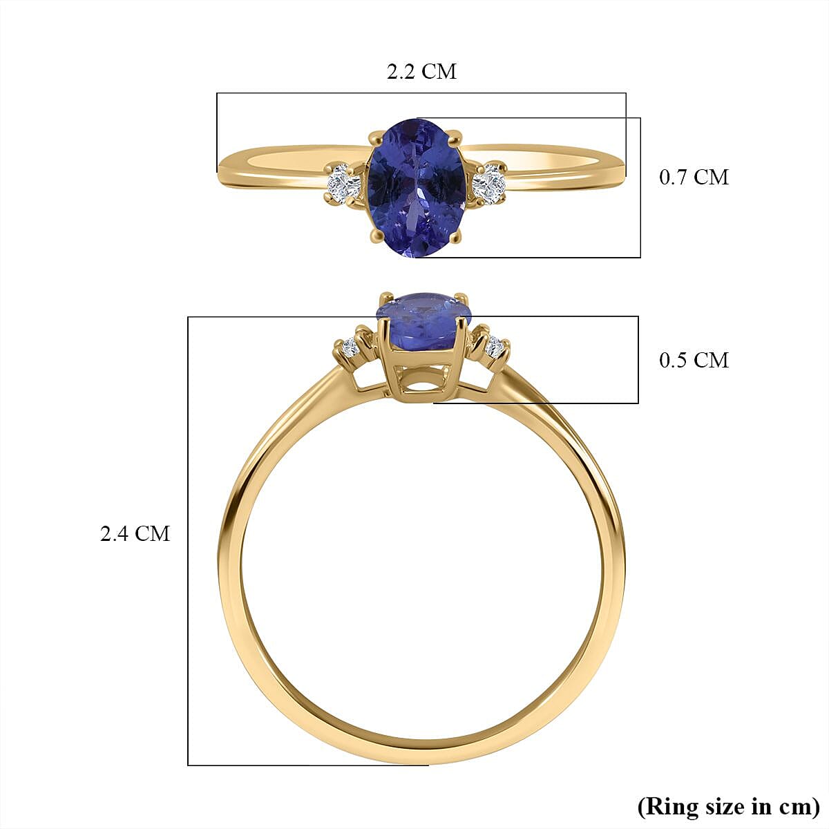 9K Yellow Gold Tanzanite and Diamond (G-H) Ring 0.86 Ct. 9K Yellow Gold Tanzanite and Diamond (G-H) Ring 0.86 Ct.