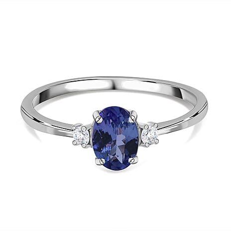 9K White Gold Tanzanite and Diamond (G-H) Ring 0.86 Ct.
