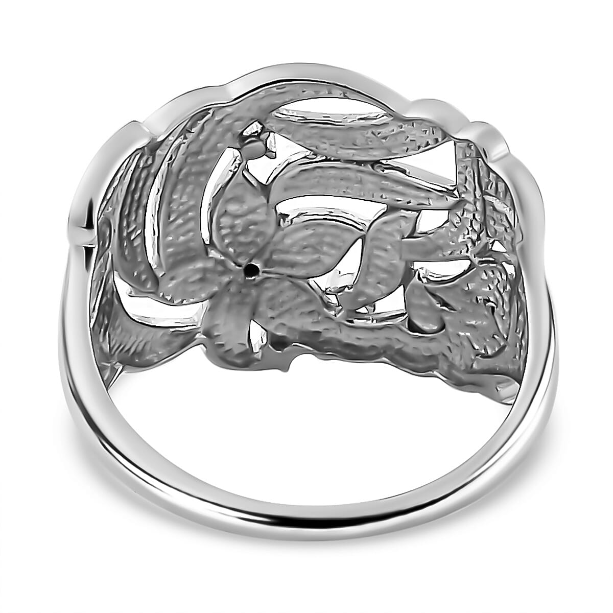 Diamond Floral Ring in Sterling Silver