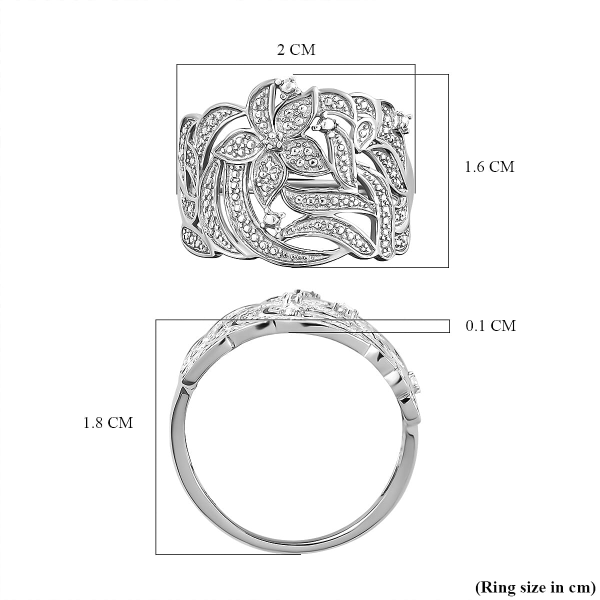 Diamond Floral Ring in Sterling Silver