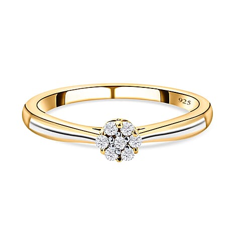 Diamond Ring in Vermeil 18K Yellow Gold and Rhodium Overlay Sterling Silver