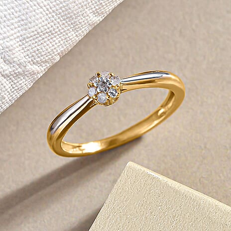 Diamond Ring in Vermeil 18K Yellow Gold and Rhodium Overlay Sterling Silver