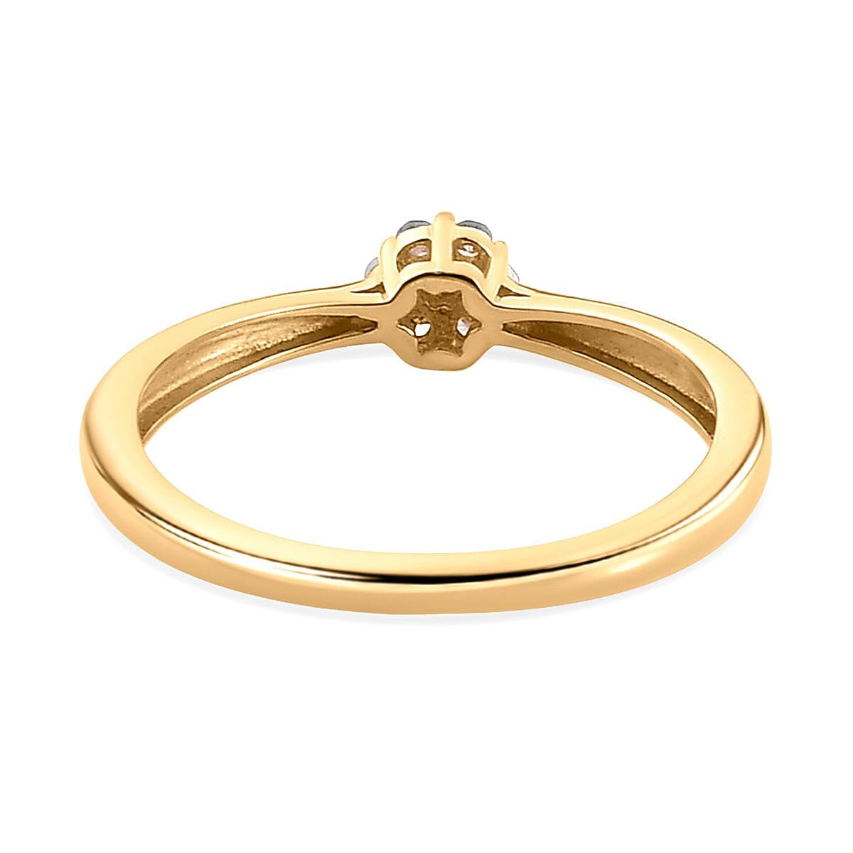 Diamond Ring in Vermeil 18K Yellow Gold and Rhodium Overlay Sterling Silver