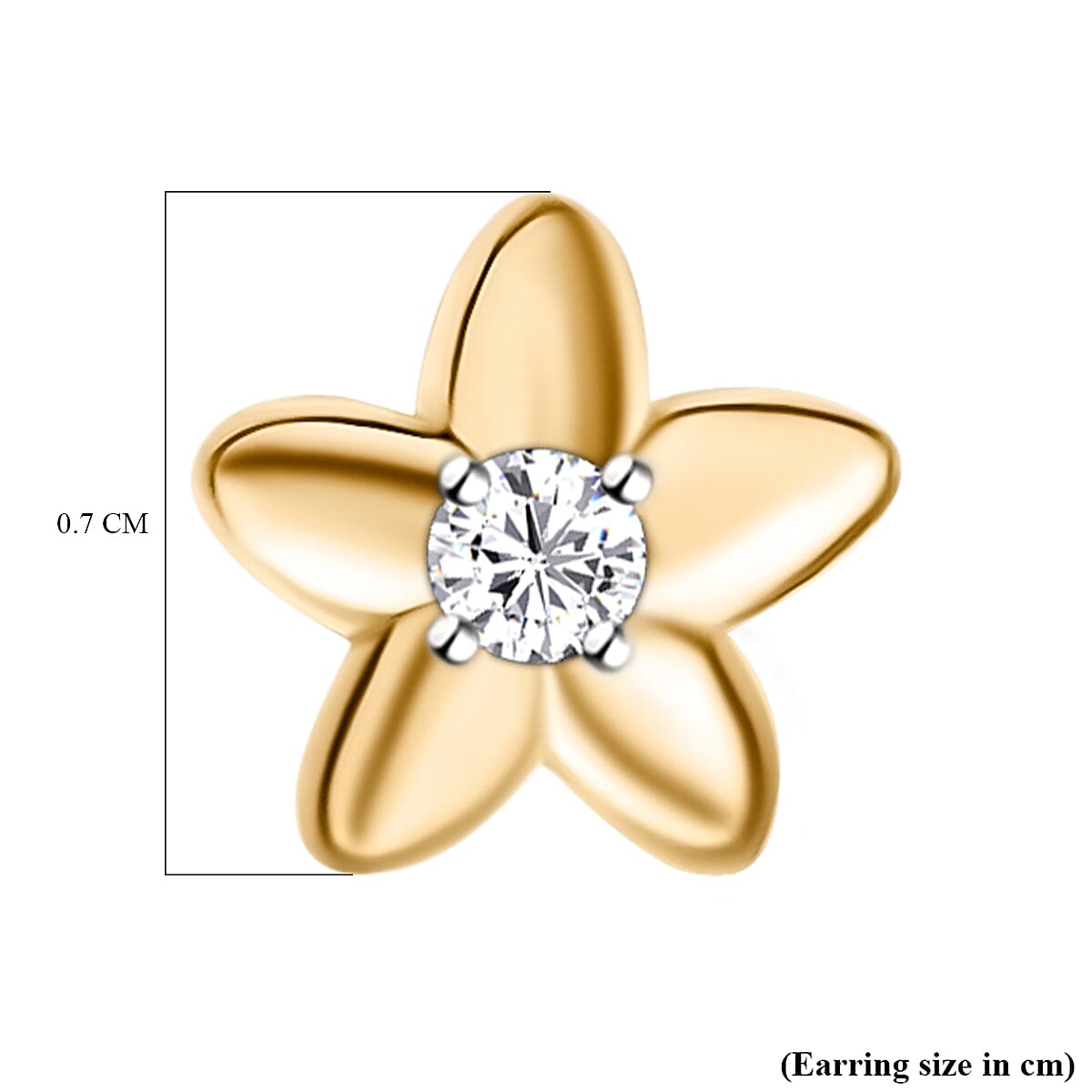 9K Yellow Gold SGL Certified Diamond (I3-G-H) Floral Stud Earrings with Push Back