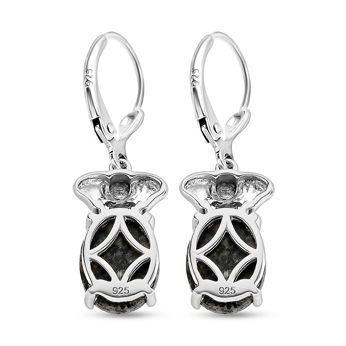 Yooperlite Elephant Earrings (With Lever Back) in Platinum Overlay Sterling Silver 5.44 Ct.