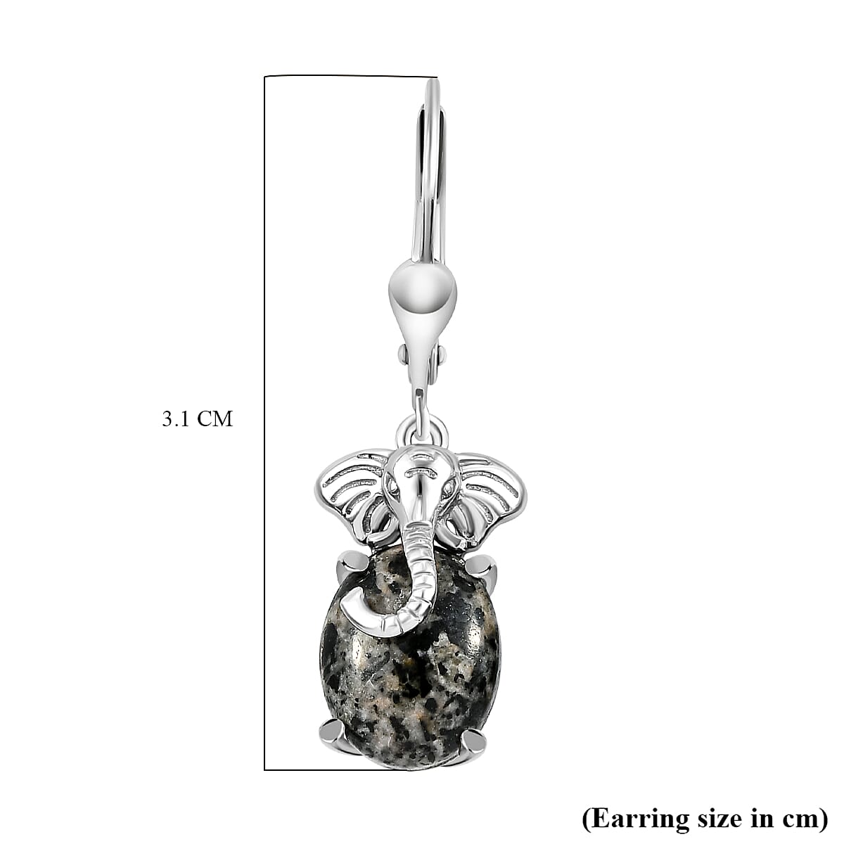 Yooperlite Elephant Earrings (With Lever Back) in Platinum Overlay Sterling Silver 5.44 Ct.