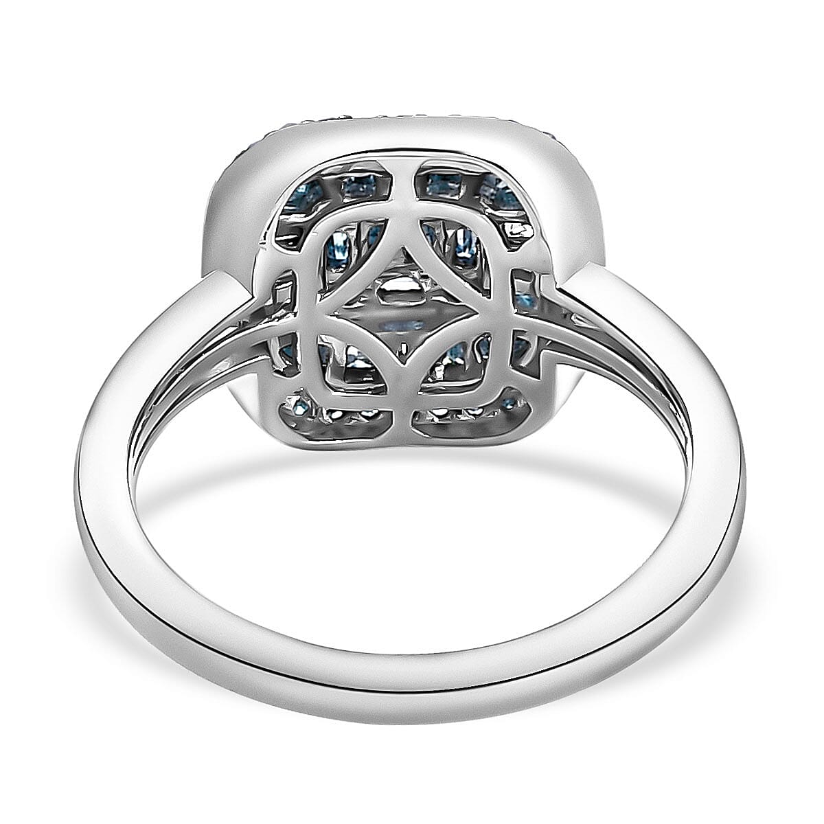 Blue Diamond Ring in Platinum Overlay Sterling Silver 0.53 Ct.
