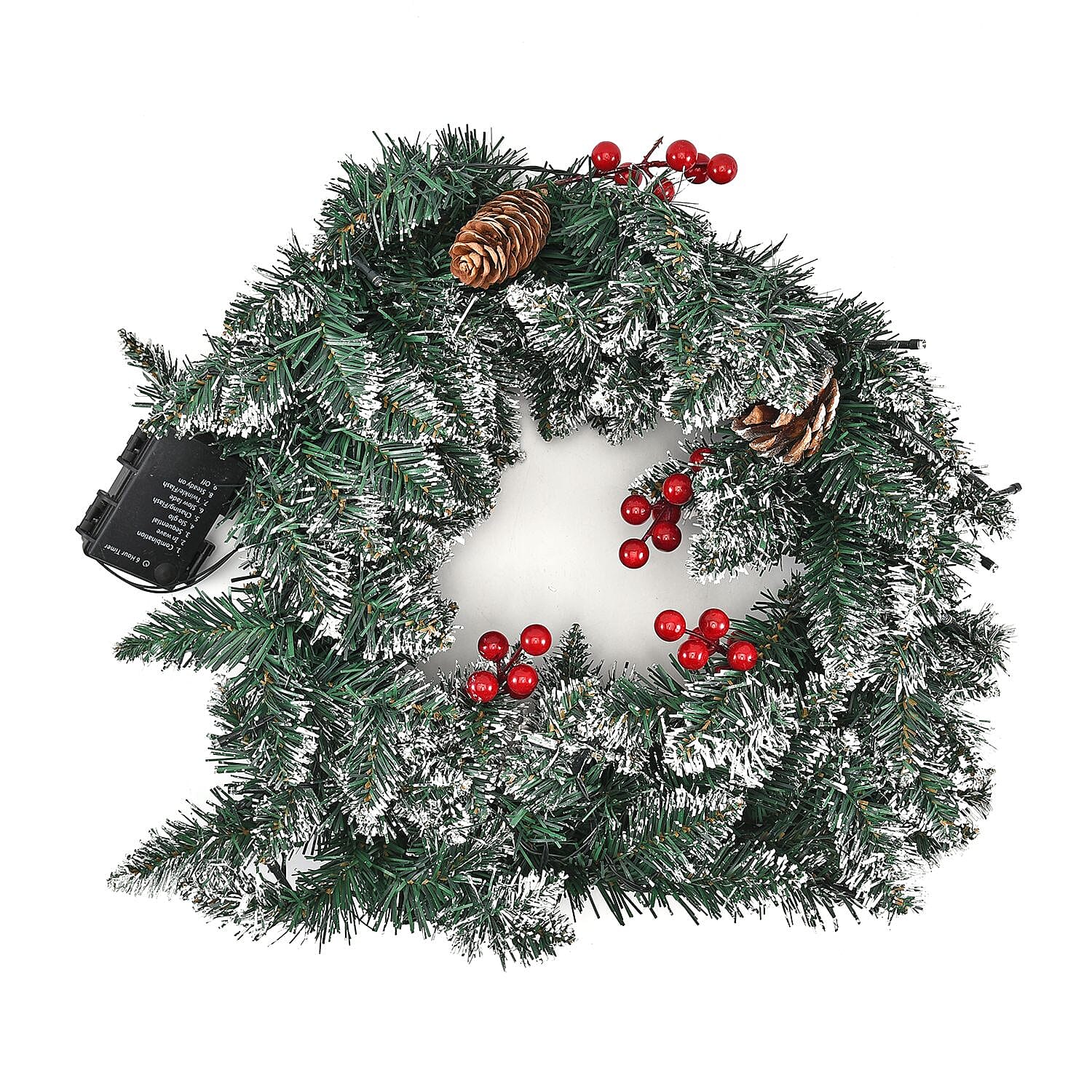 45cm Christmas Wreath with 30 LED String Light - Frost