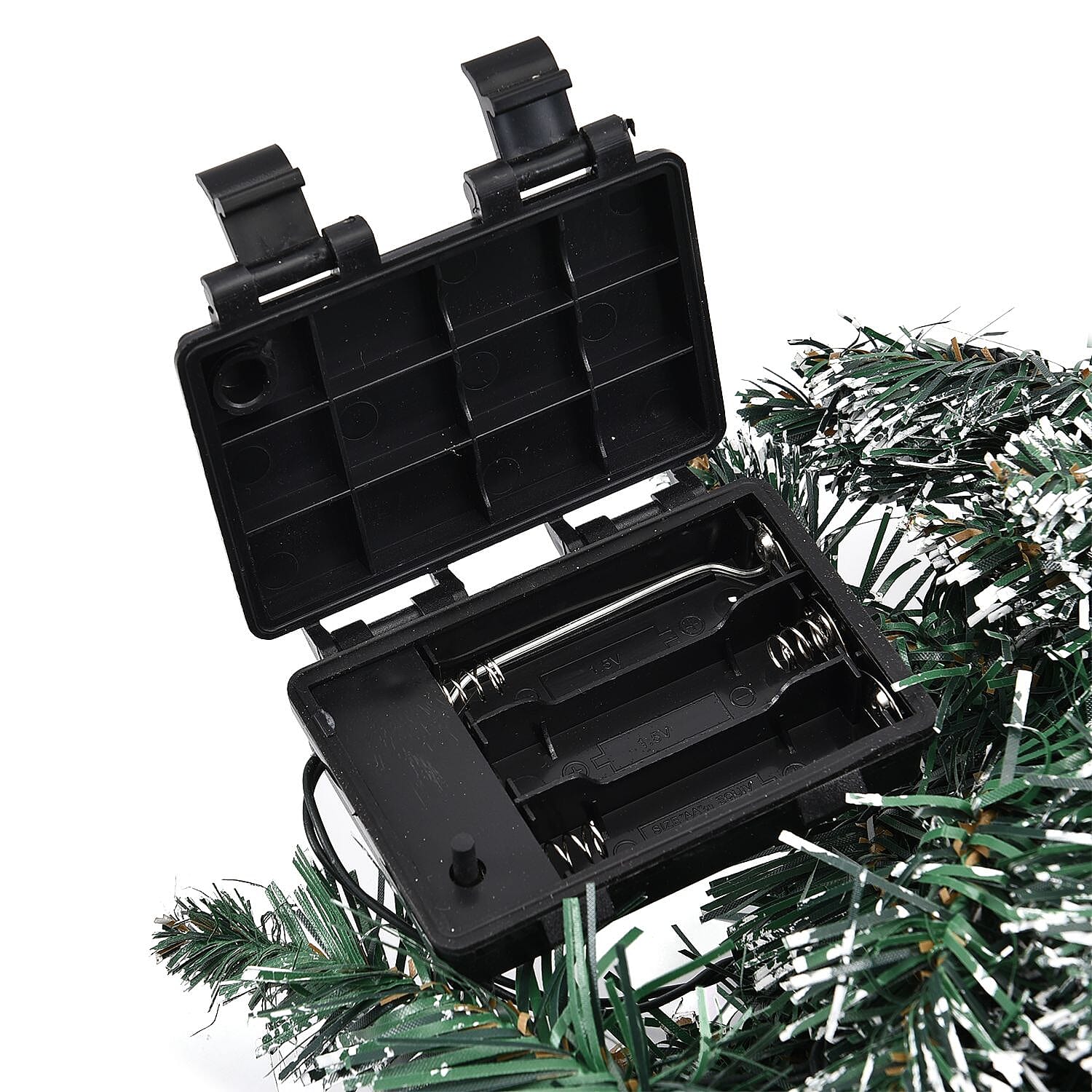 45cm Christmas Wreath with 30 LED String Light - Frost - Requires 3AA Batteries (Not Incld)