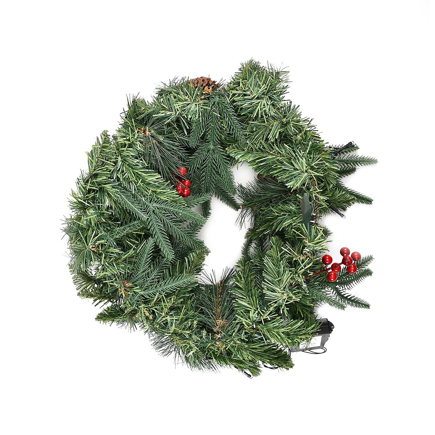 45cm Christmas Wreath with 30 LED String Lights  - Pine Cone