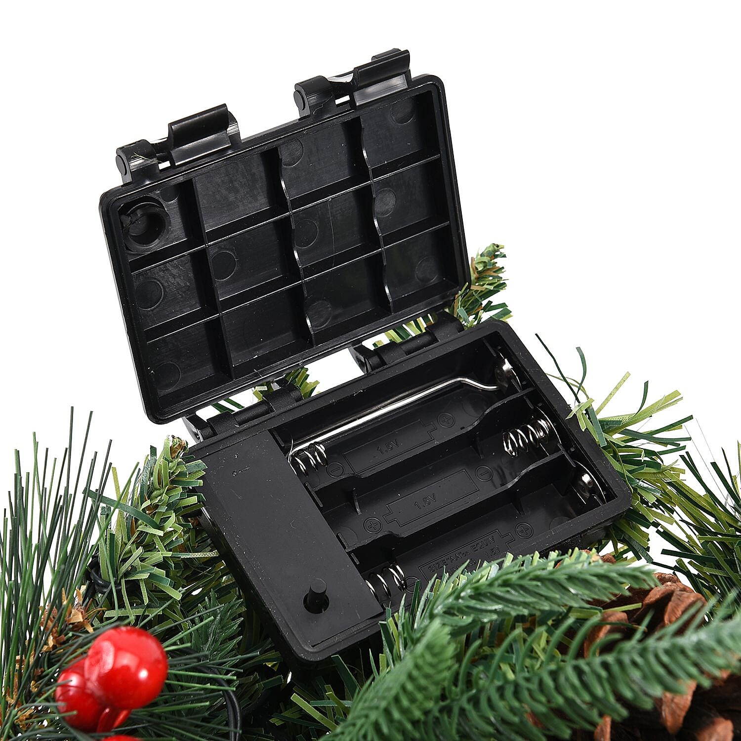 45cm Christmas Wreath with 30 LED String Lights  - Pine Cone