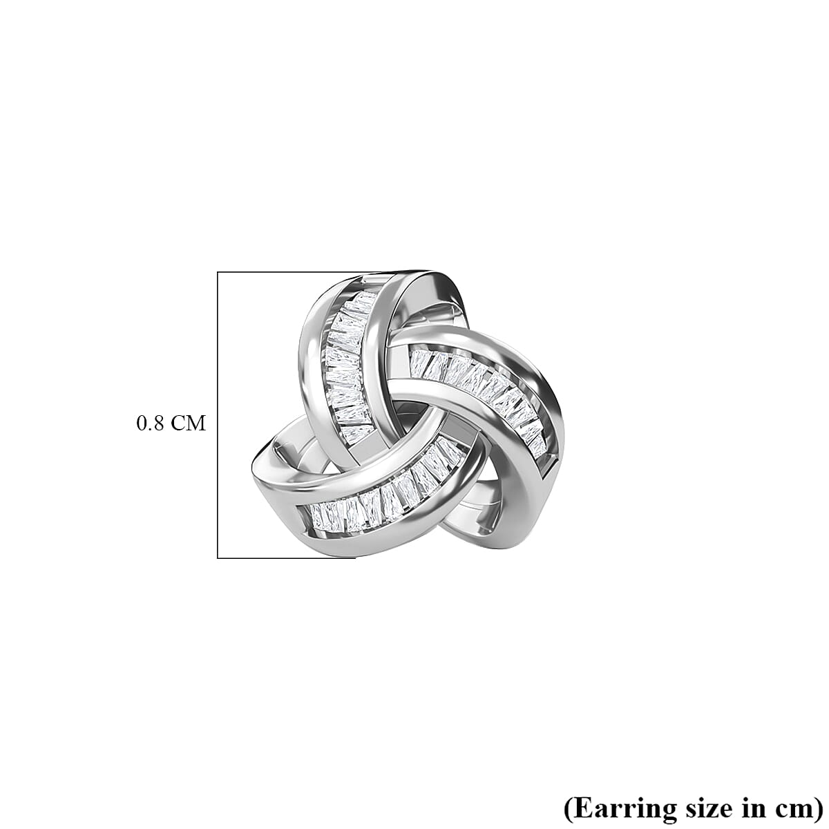 Diamond Knot Carat Stud Earrings (With Push Back) in Platinum Overlay Sterling Silver 0.13 Ct.