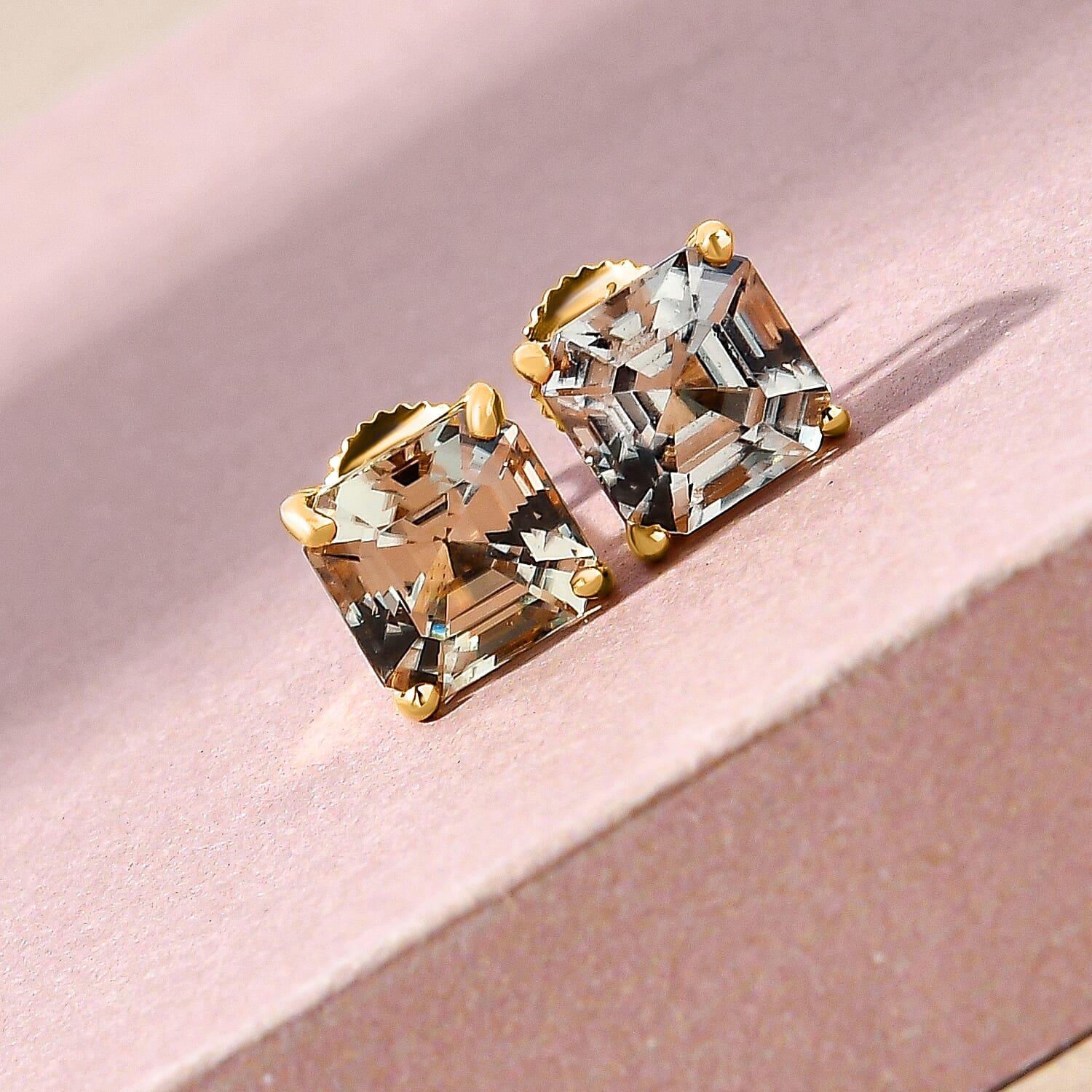 ILIANA 18K Yellow Gold AAA Turkizite Stud Earrings (with Screw Back) 2.49 Ct.