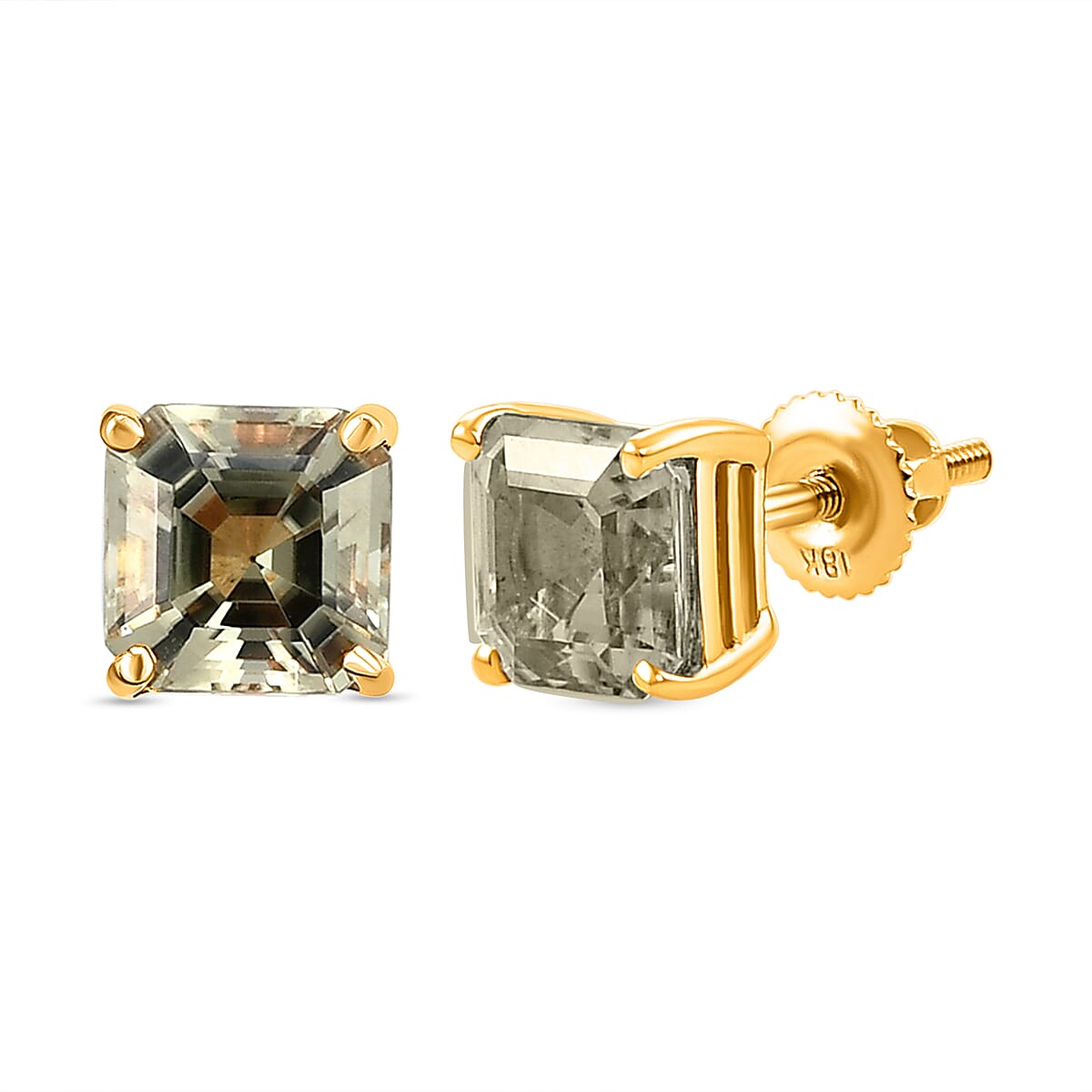 ILIANA 18K Yellow Gold AAA Turkizite Stud Earrings (with Screw Back) 2.49 Ct.