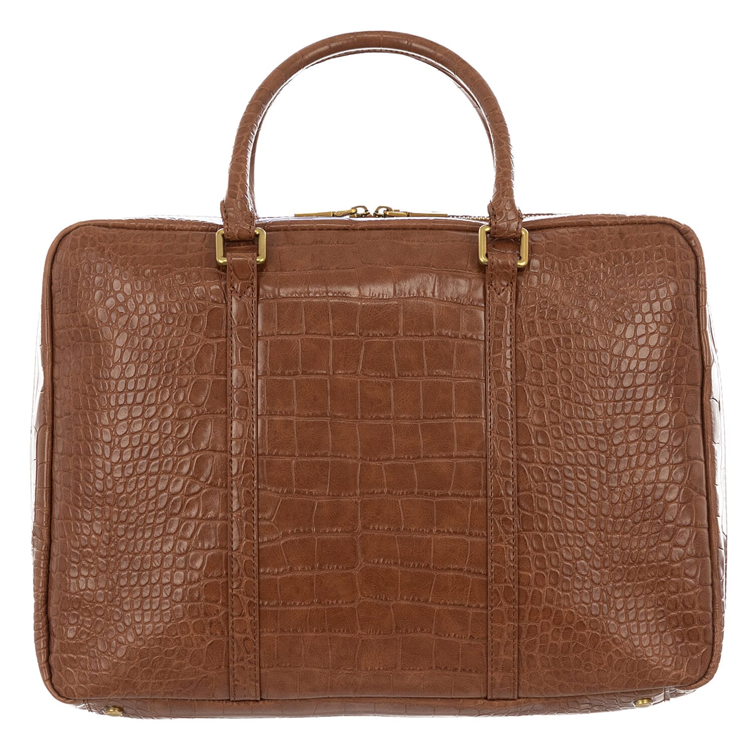 GUESS Ethan Croc Embossed Laptop - Weekend Handbag with Handle Drop - Brown