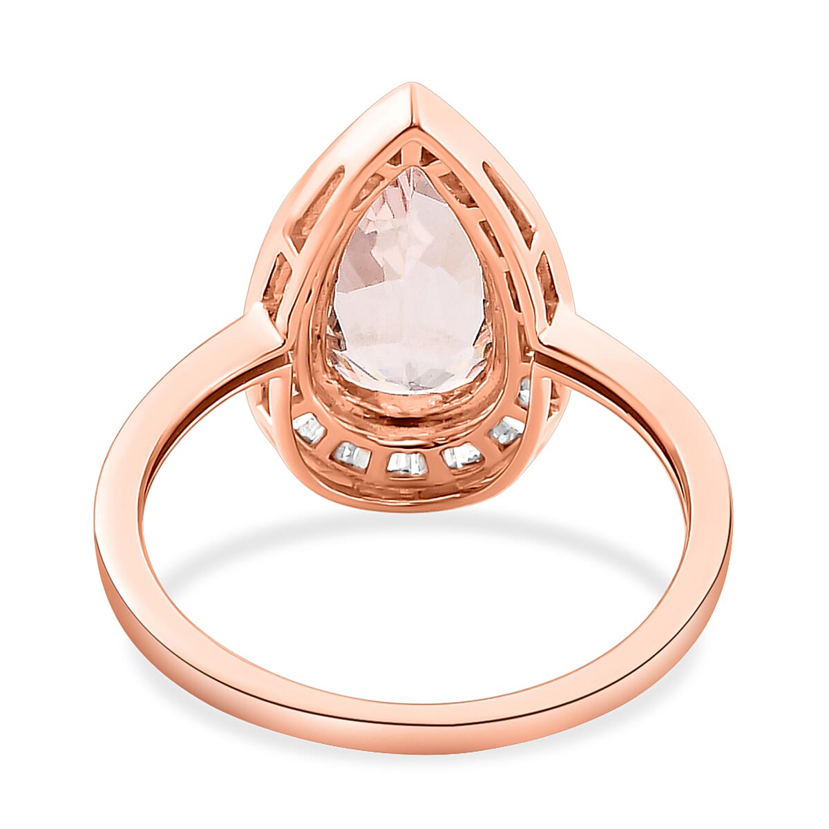 9K Rose Gold Premium Zambezia Morganite (Pear 13x7mm) and Diamond Ring 2.41 Ct.