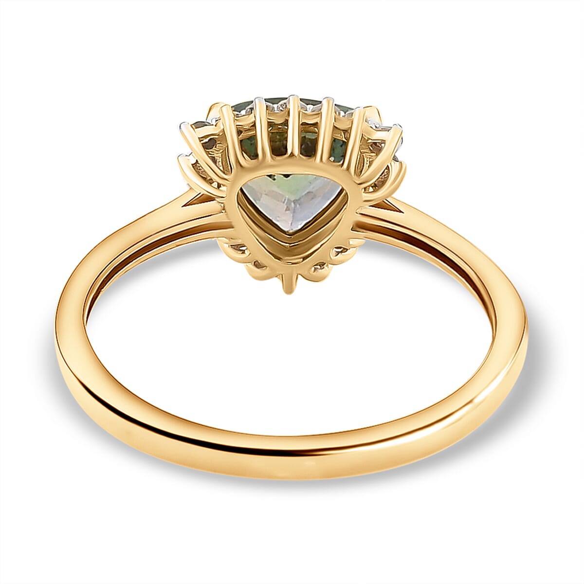 9K Yellow Gold Green Tanzanite and Diamond Ring 1.67 Ct.