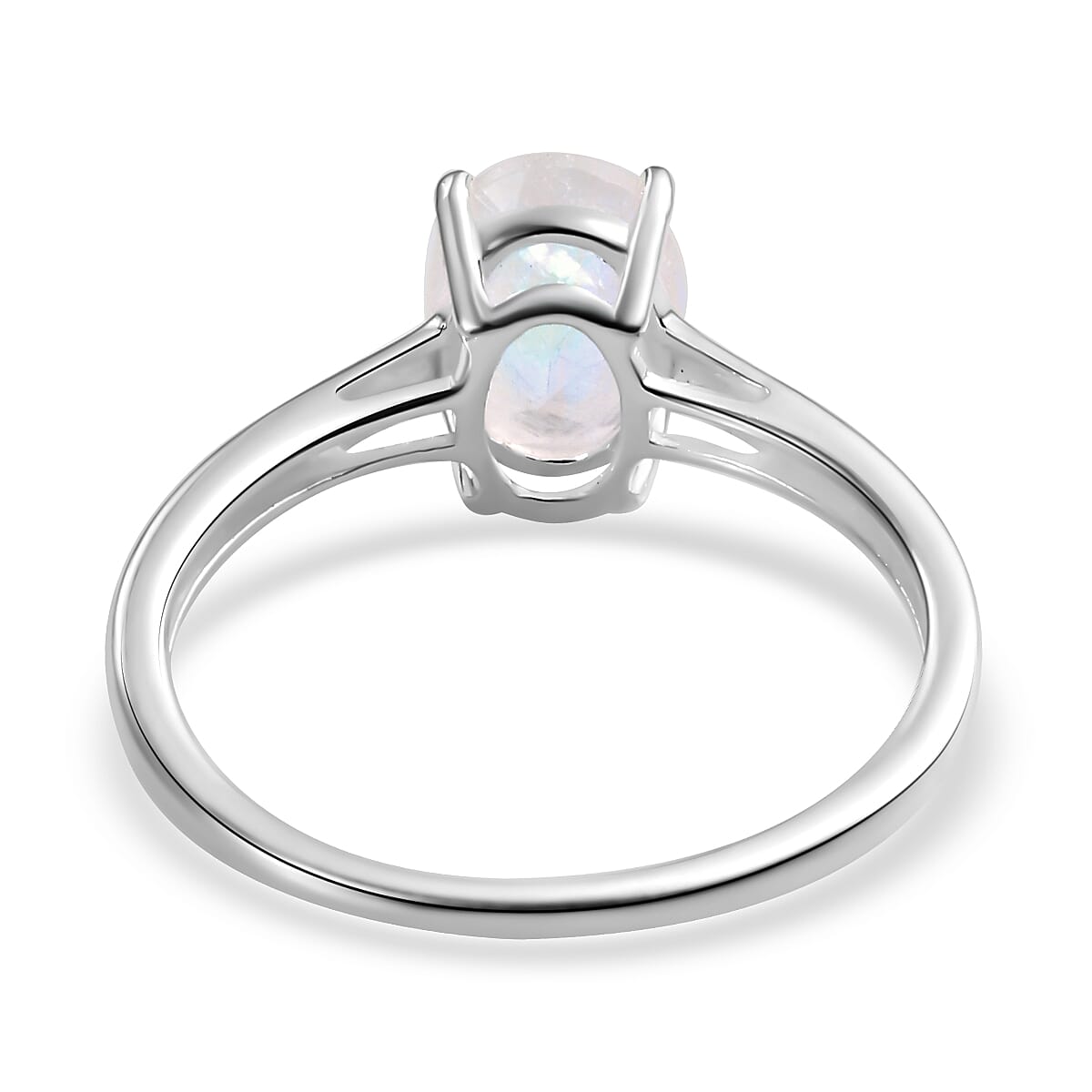 Rainbow Moonstone Solitaire Ring in Sterling Silver 1.20 Ct.