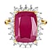 9K Gold African Ruby and Moissanite Halo Ring 