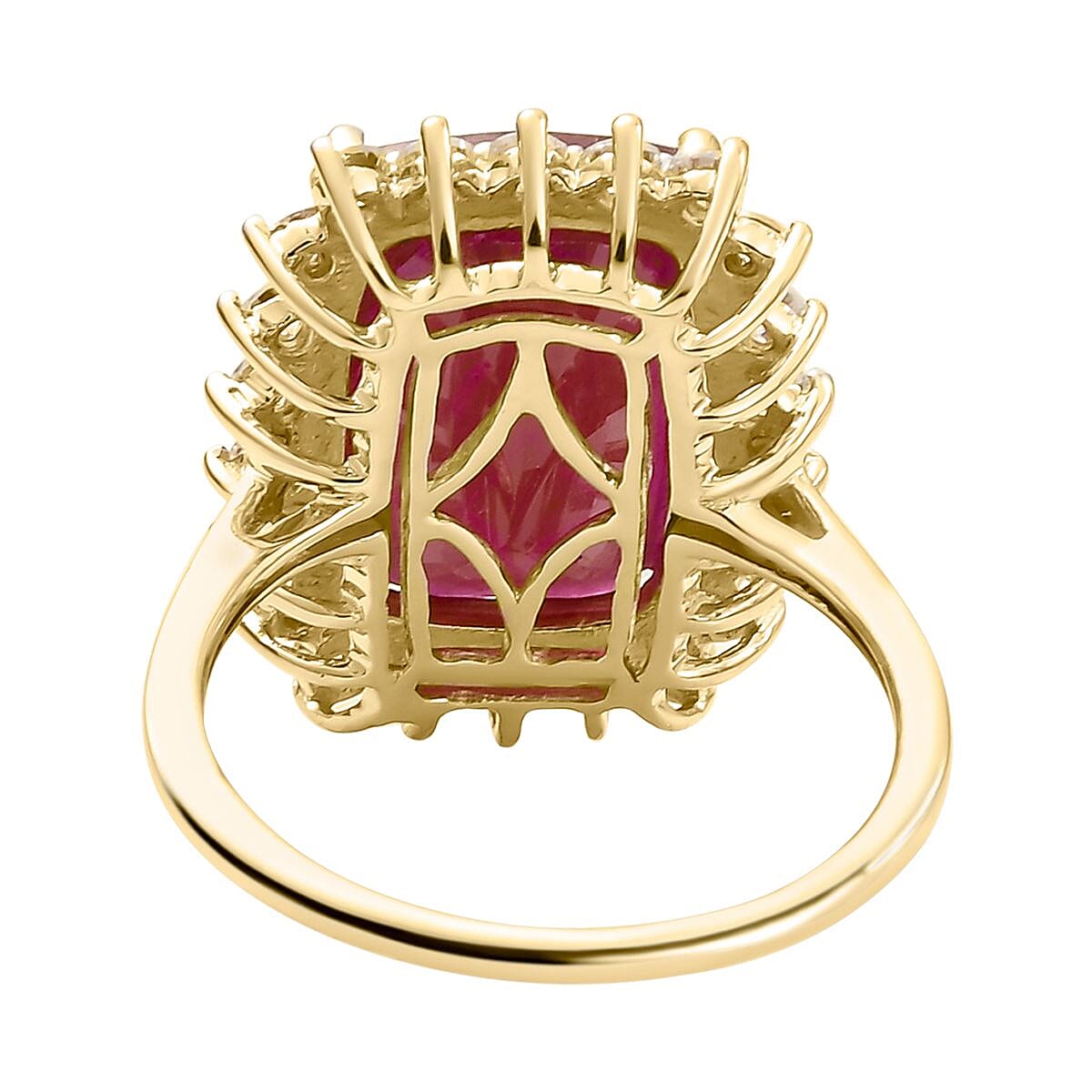 9K Gold African Ruby and Moissanite Halo Ring 9K Gold African Ruby and Moissanite Halo Ring