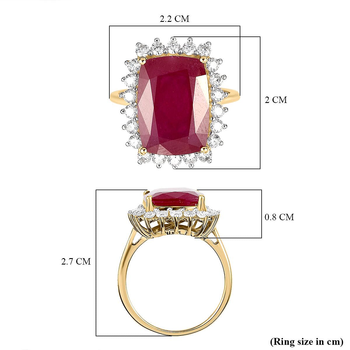 9K Gold African Ruby and Moissanite Halo Ring 9K Gold African Ruby and Moissanite Halo Ring