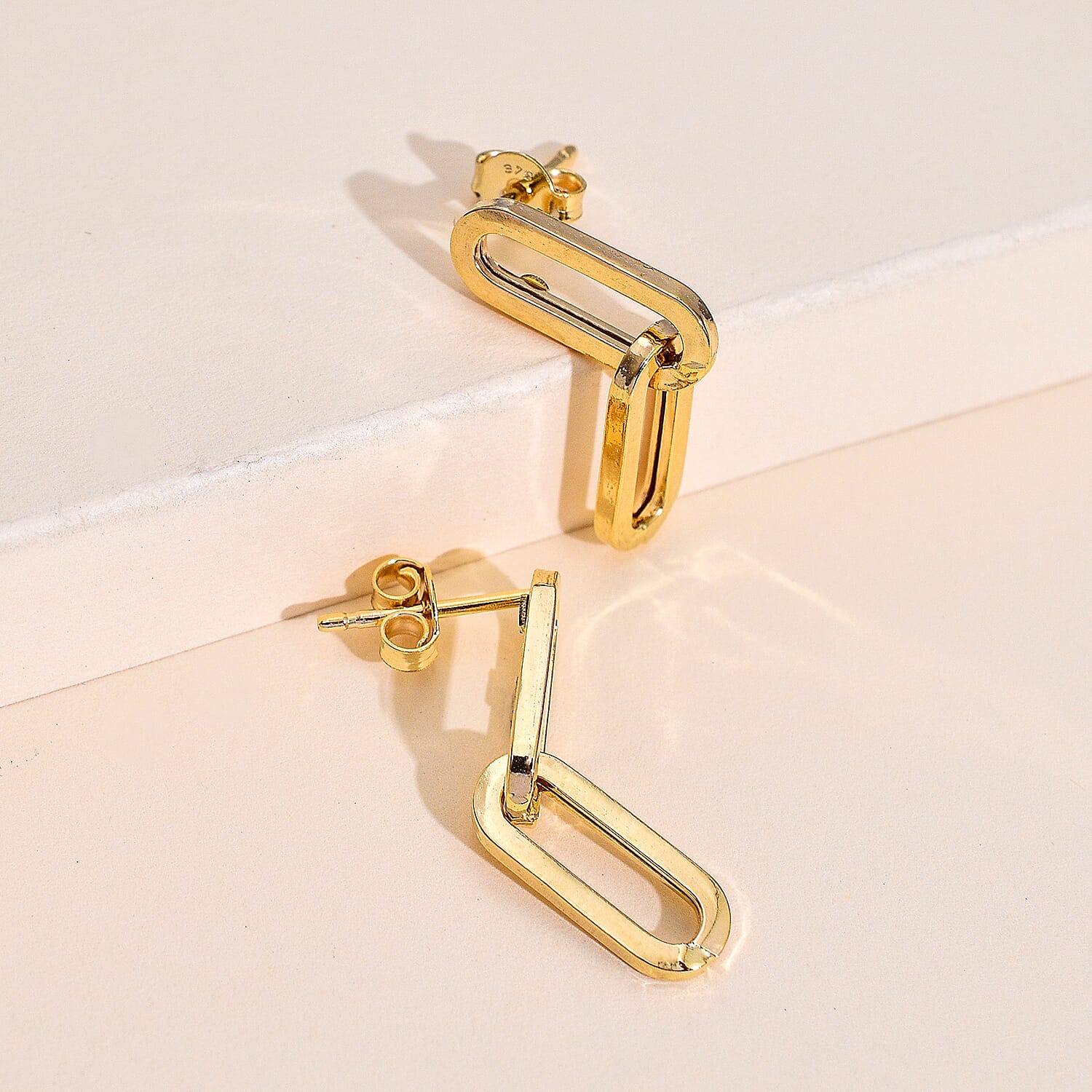 9K Yellow Gold Paperclip Earrings (with Push Back)
