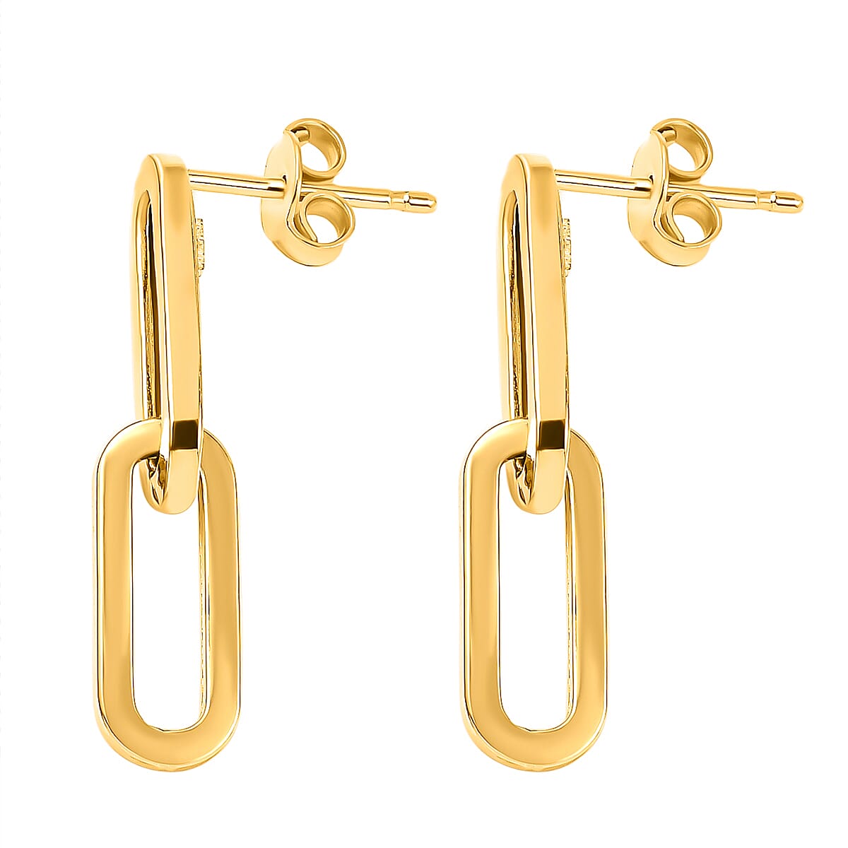 9K Yellow Gold Paperclip Earrings (with Push Back)