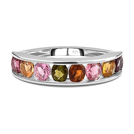 Multi-Tourmaline Half Eternity Ring in Sterling Silver