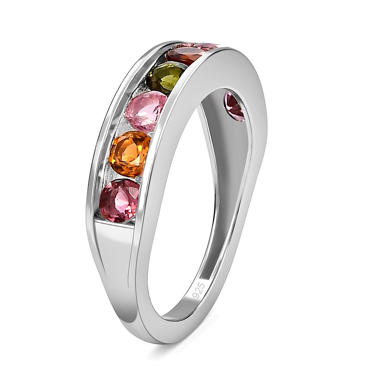 Multi-Tourmaline Half Eternity Ring in Sterling Silver