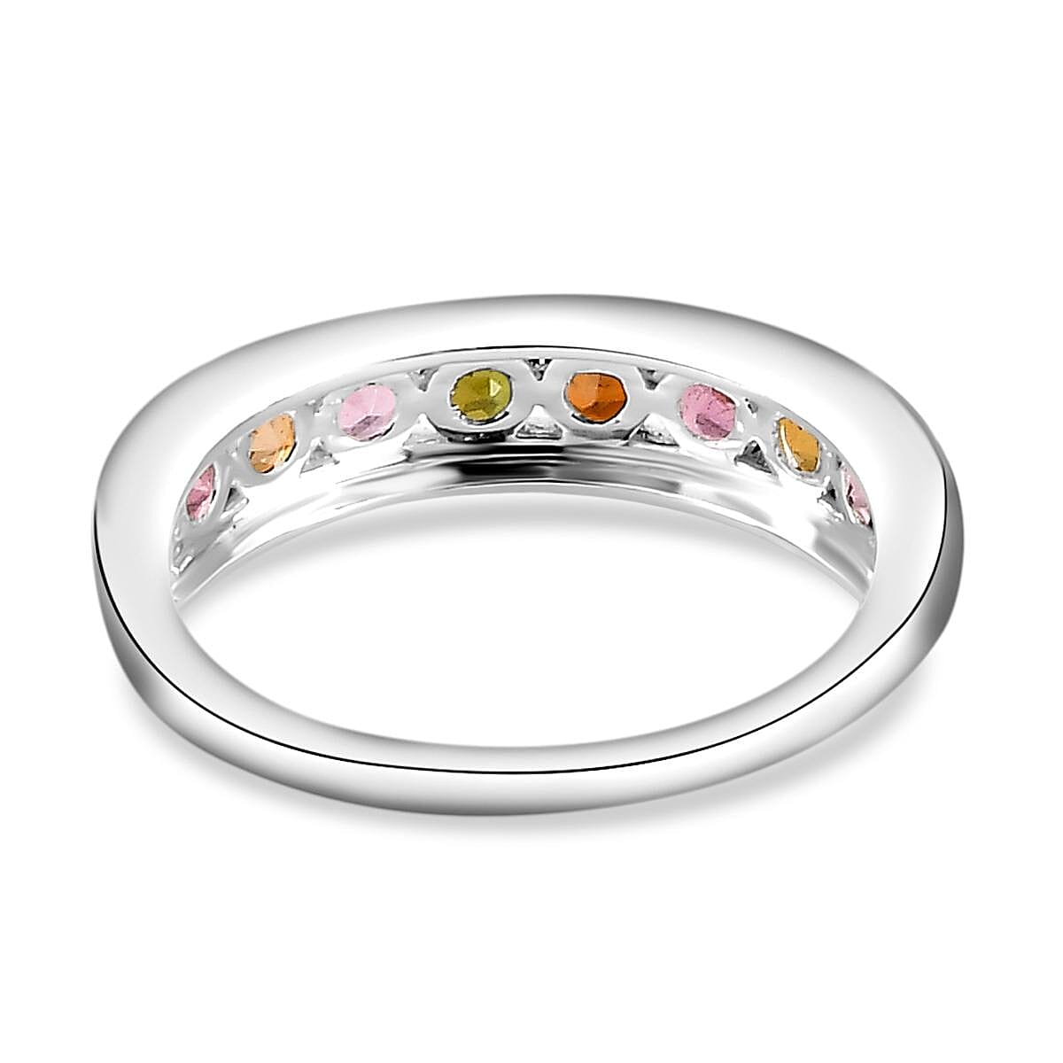 Multi-Tourmaline Half Eternity Ring in Sterling Silver