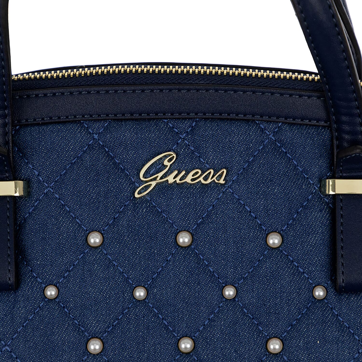 GUESS Kailey Satchel Handbag with Handle Drop & Shoulder Strap (Size 26x25x15 Cm) - Navy