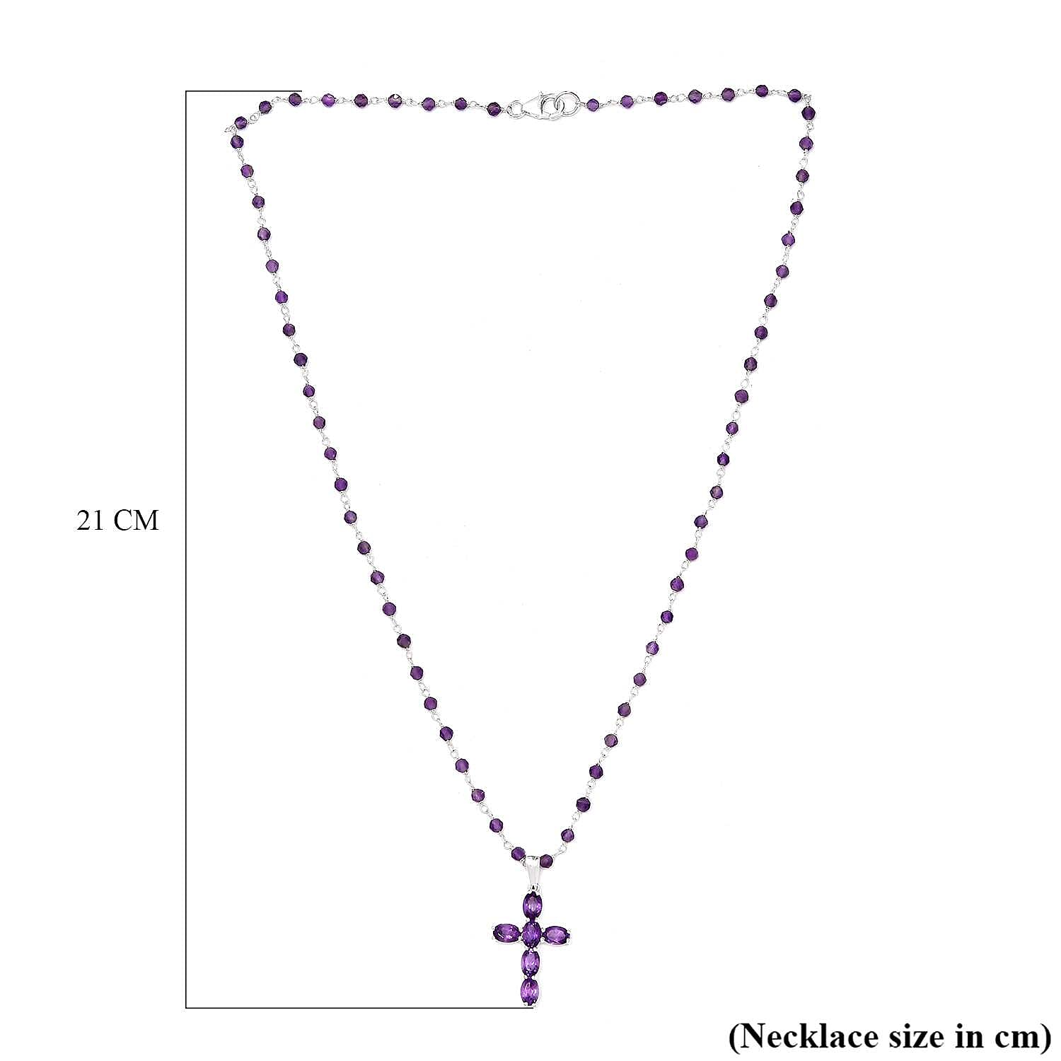  African Amethyst Cross Pendant Sterling Silver 14.07 ct 14.070 Ct.