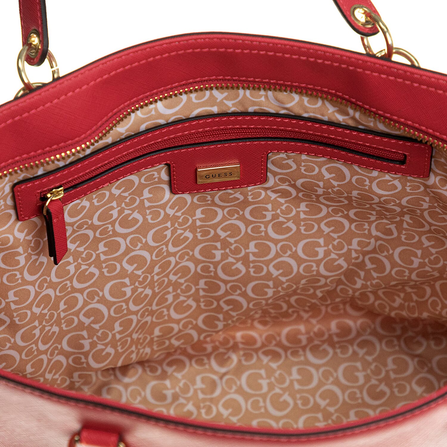 GUESS Diamond Pattern Kekoa Tote Handbag with Handle Drop (Size 30x28x15 Cm) - Red