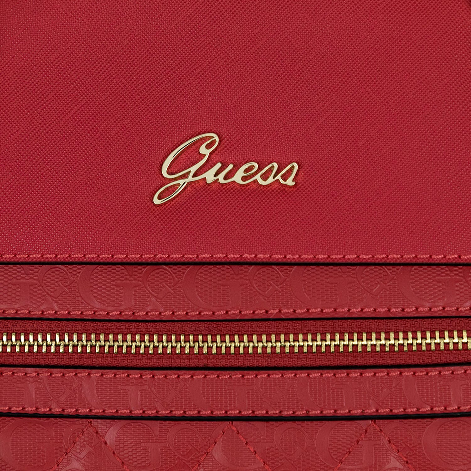 GUESS Diamond Pattern Kekoa Tote Handbag with Handle Drop (Size 30x28x15 Cm) - Red