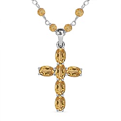 Citrine Cross Pendant in Sterling Silver 16.24 Ct.