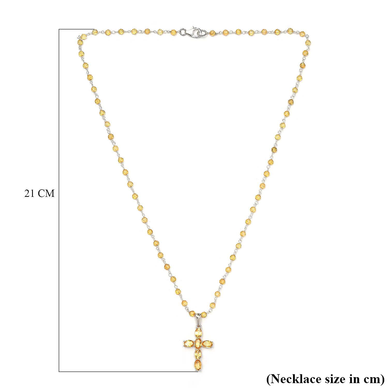 Citrine Cross Pendant in Sterling Silver 16.24 Ct.