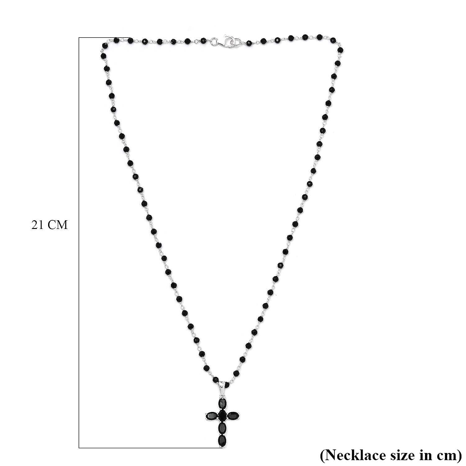 Boi Ploi Black Spinel Cross Necklace (Size 20) in Sterling Silver 18.94 Ct.