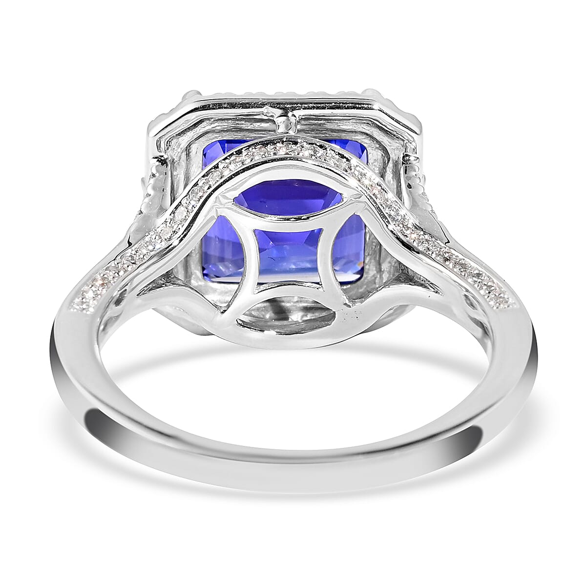 AGI Certified and Appraised RHAPSODY 950 Platinum AAAA Tanzanite and VS EF Diamond Halo Ring 8.50 Grams 6.70 ct