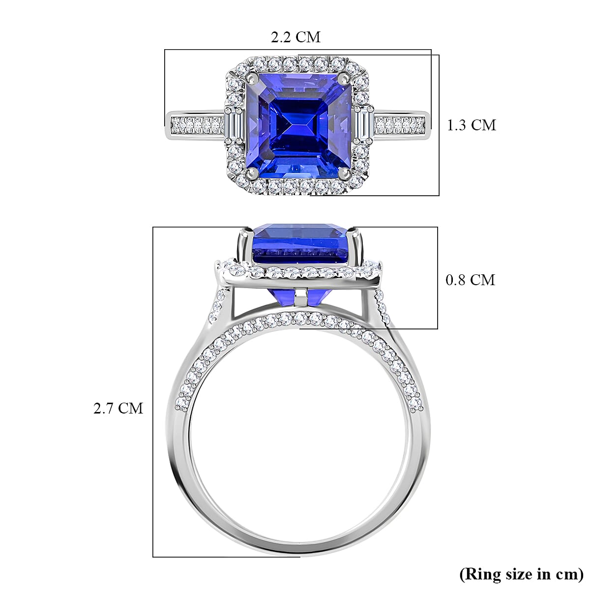 AGI Certified and Appraised RHAPSODY 950 Platinum AAAA Tanzanite and VS EF Diamond Halo Ring 8.50 Grams 6.70 ct