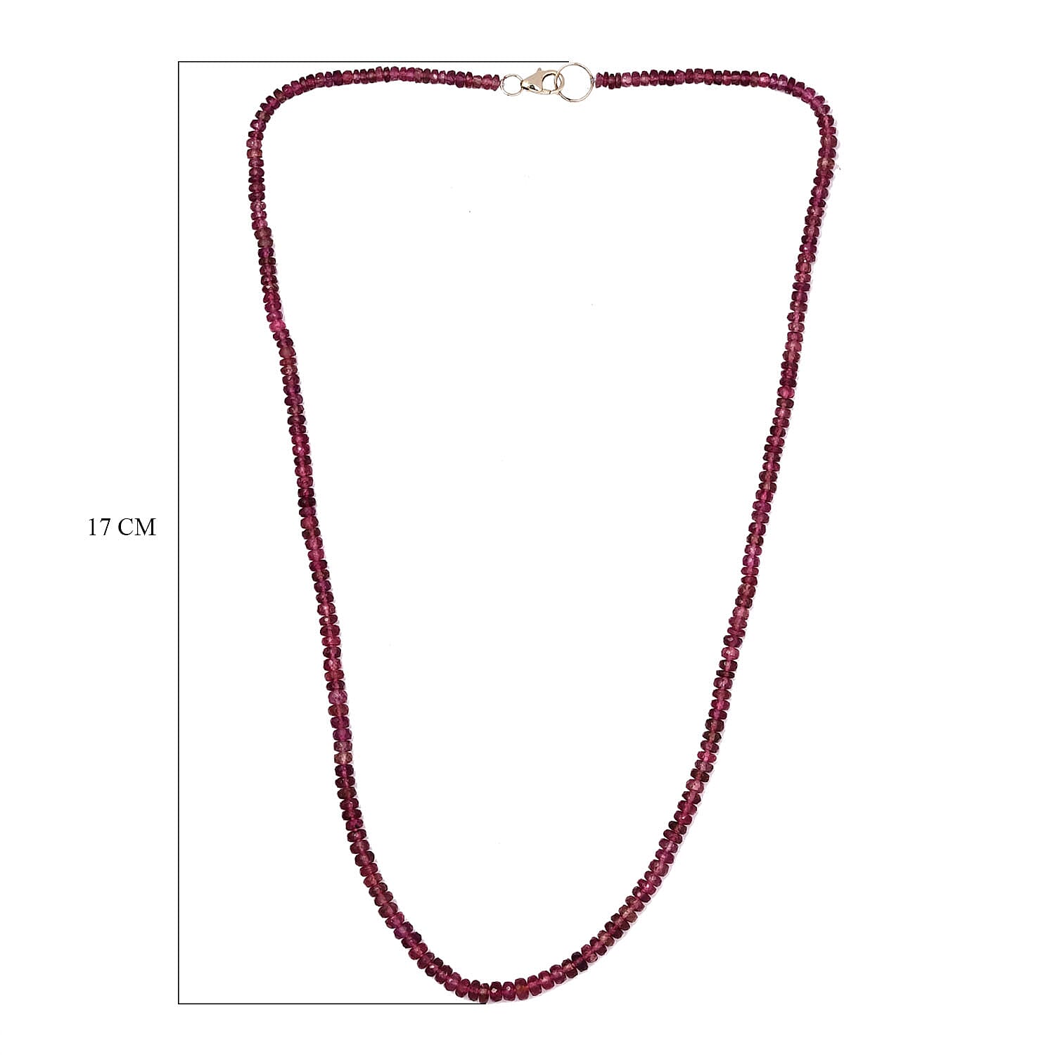 9K Yellow Gold AAA Ouro Fino Rubellite Beads Necklace (Size - 18) 43.70 Ct.